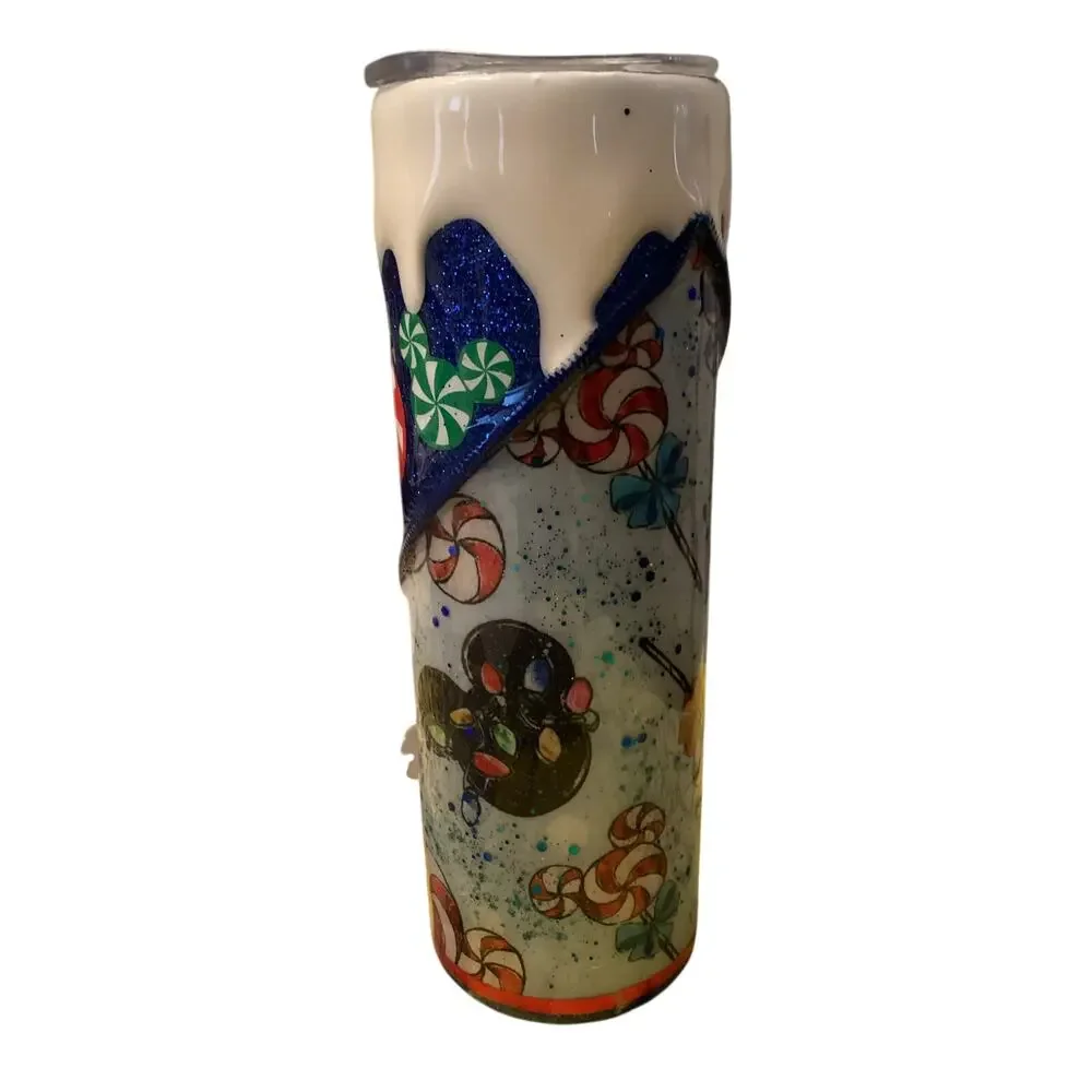Disney Inspired Custom Mickey Christmas Holiday Snow Lights Candy Tumbler